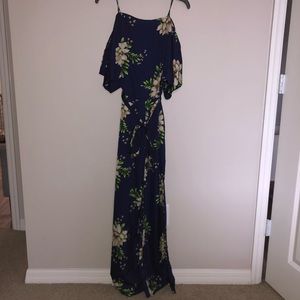 Dark blue floral print romper